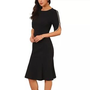 Elegant Black Dress with Pearl Detailing